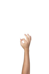 Obraz premium Man hand gesture isolated on white background