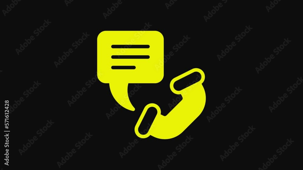 Canvas Prints Yellow Telephone 24 hours support icon isolated on black background. All-day customer support call-center. Full time call services. 4K Video motion graphic animation