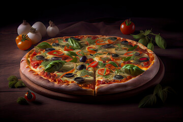 Realistic pizza pieces. Fresh pizza part with stretching cheese ready to eat, traditional Italian food with mozzarella and tomatoes