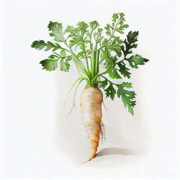 Watercolor Parsnip Isolated on White Background. Generative AI