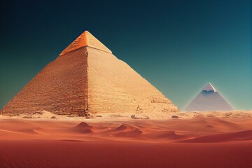 Obraz na płótnie Canvas Egyptian pyramid in desert of Egypt as digital illustration (Generative AI)