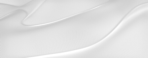 Abstract white curved wave background 3d render. Design element suitable for backgrounds, banners, covers, wallpapers, posters, canvas