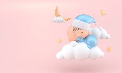 Isolated Baby Sleeping. 3D Illustration