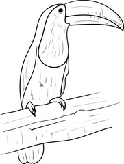 Outline image of a bird for coloring and decoration material