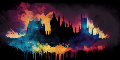 Fototapeta na wymiar Abstract Hogwart Castle Background