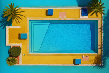 Swimming pool top view. Created with Generative AI technology.