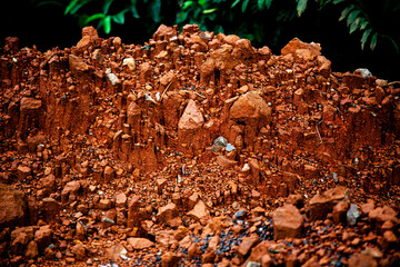 Red-yellow lateritic soils of tropical Africa. Geological structure of soils in equatorial Africa. Equatorial Guinea.