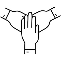 Obraz premium Hands folded together, team work line icon