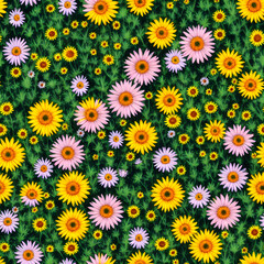 Meadow, grass with flowers - SEAMLESS Texture