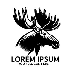 Moose silhouette, logo style vector illustration