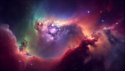 Obraz na płótnie Canvas Exploring the Depths of Space: Interstellar Clouds and Starry Nebulas. Generative AI