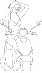 Vector sketch illustration of a person traveling on a motorcycle