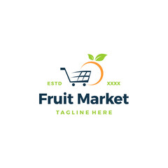 Fruit market shop logo design vector illustration