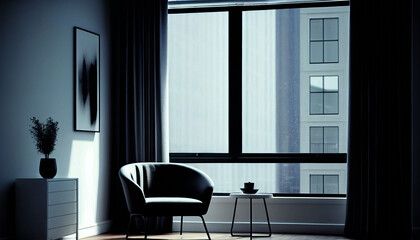 Corner of Room with Beautiful View Created with Generative AI Technology,