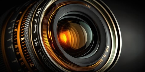 Closeup of a photographic lens. Generative AI