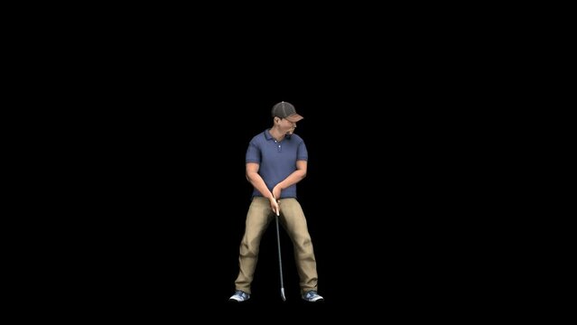 Golf Player Transparent Alpha Video Animation