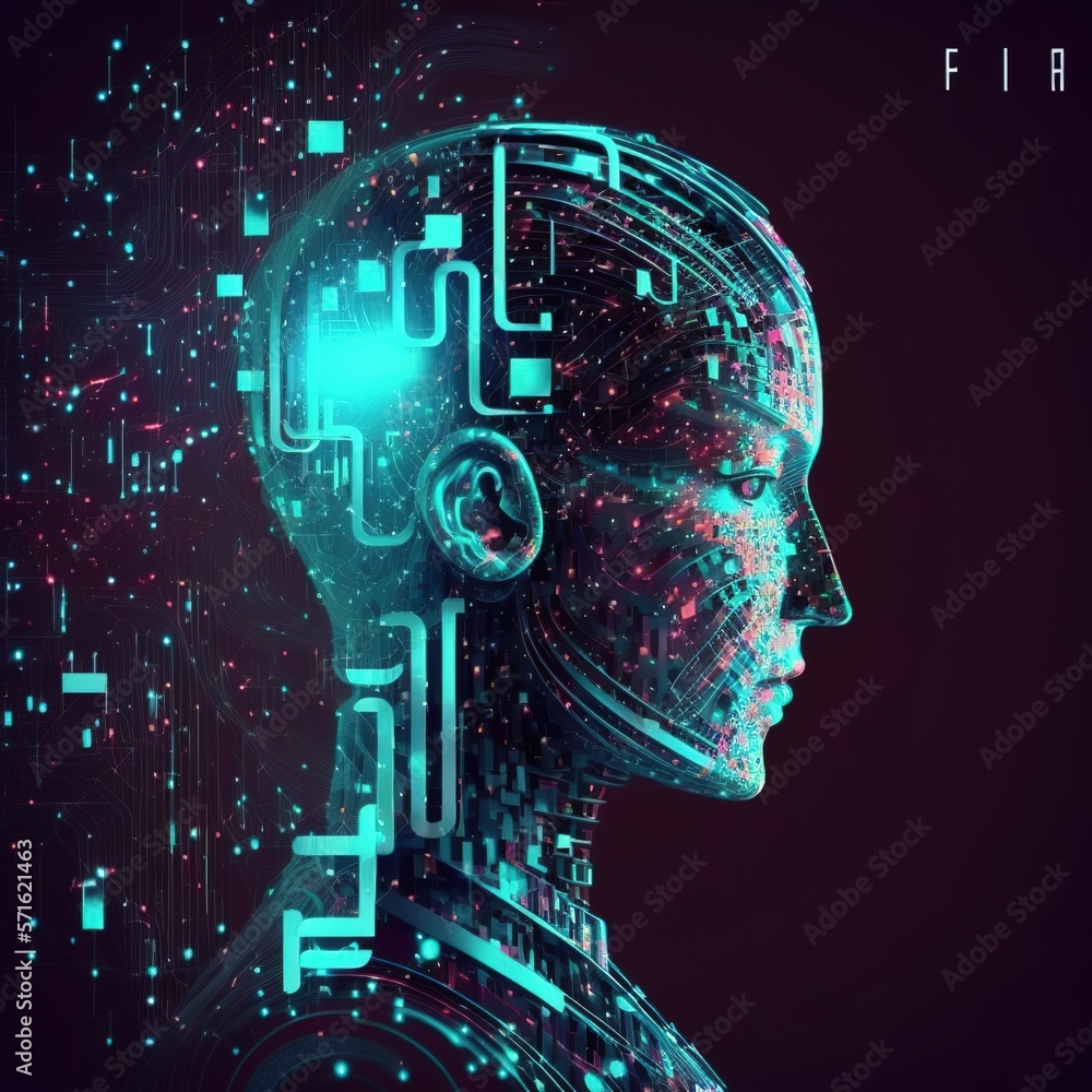 Poster artificial intelligence tech background. digital technology, deep learning and big data concept r, g