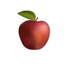 Red apple isolated on transparent background. Fruit illustration PNG. Pictures of food and fruits