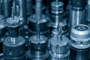 Close-up scene the rough cutting tools for CNC milling machine.