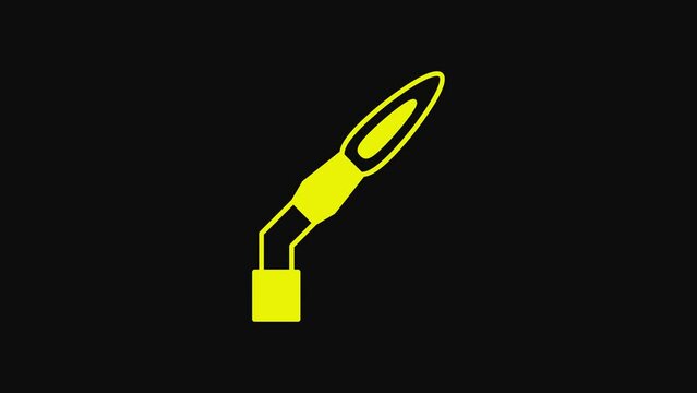 Yellow Welding torch icon isolated on black background. 4K Video motion graphic animation