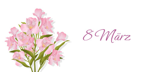 Fototapeta premium banner with international women's day in german. 8. März