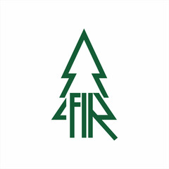 Obraz premium Fir tree logo design with the word FIR on the tree concept.