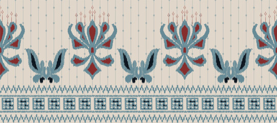 Motif Ikat floral paisley embroidery background. geometric ethnic oriental pattern traditional. Ikat Aztec style abstract vector illustration. design for print texture,fabric,saree,sari,carpet.