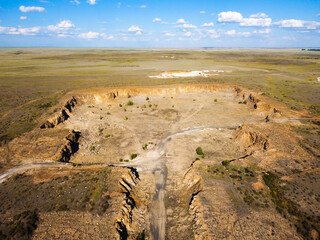 Fototapeta na wymiar Old Soviet abandoned quarry where sand was mined