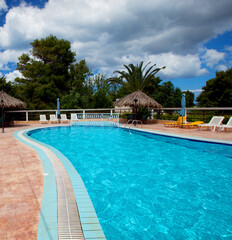 Fototapeta na wymiar Swimming pool. Summer day. Greece. Travel concept.