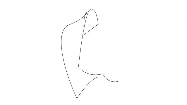 Self drawing simple animation of single continuous one line drawing jaguar, panther, lioness. Drawing by hand, black lines on a white background.