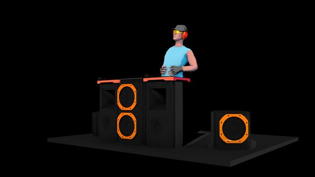 Cartoon DJ VJ Player Transparent Alpha Video Animation