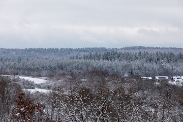 Winter mountain landscape, Forrest in Hessen Germany