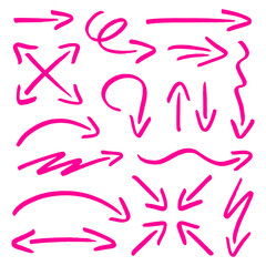 Set Sechzehn Pinke Pfeile Pinselstriche