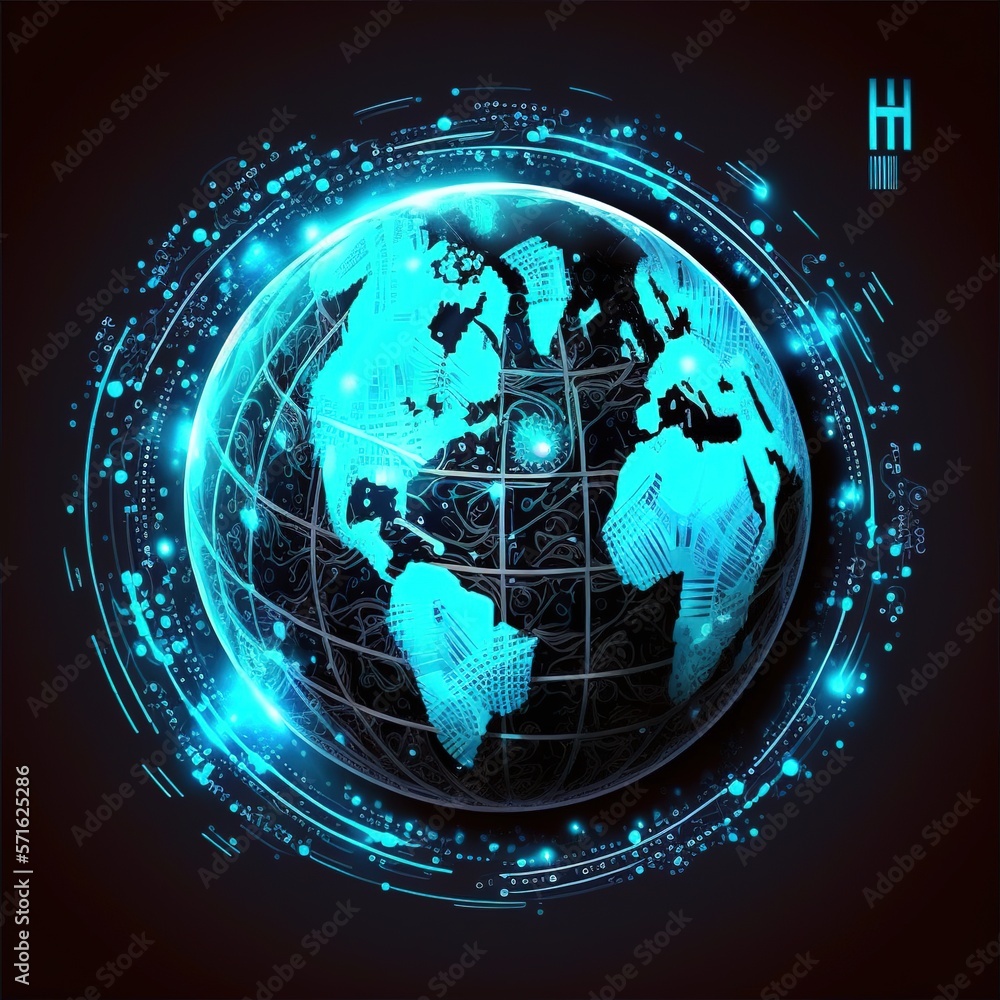 Poster global internet connection metaverse, business internet connection and digital marketing application