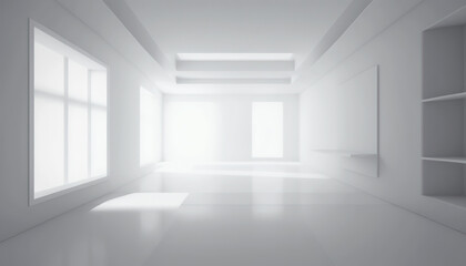 Large spacious white interior. 3D render
