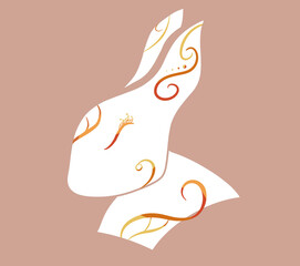 The rabbit illustration has a pink background.