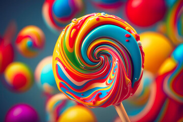 Fototapeta na wymiar Nice lollipop with many colors. Generative AI