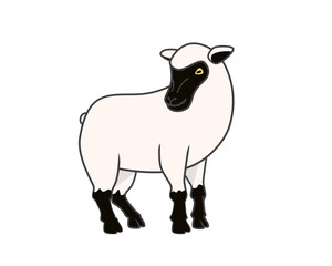 Sheep with Standing Gesture Illustration