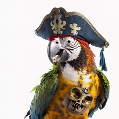 Parrot wearing pirate hat look cute generative ai