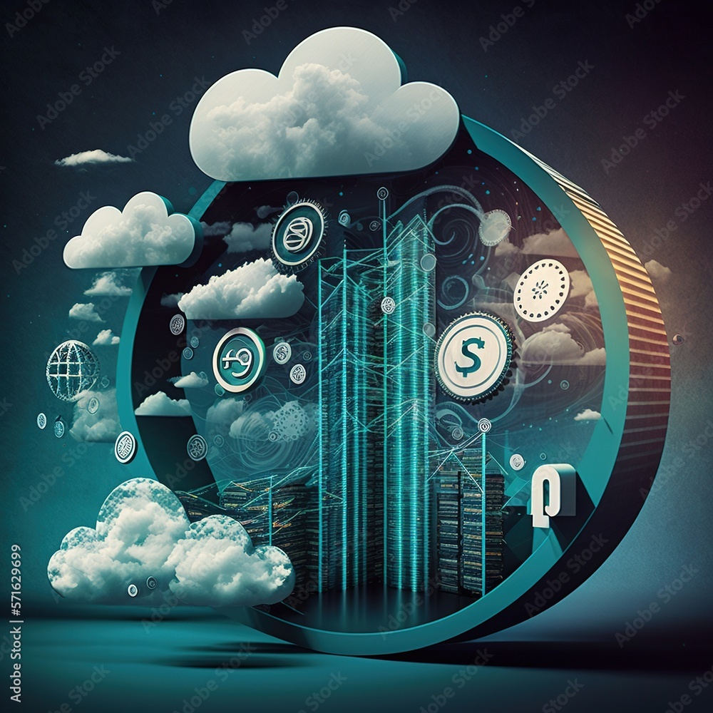 Poster cloud computing storage and data transfer cloud network , cloud technology. networking and internet 