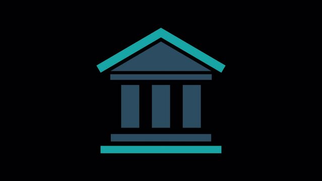 Animated bank icon designed in flat icon style, Business icon, or Universal concept icon. bank building Flat Animated Icon. 4k Animated Icon to Improve Your Project and Explainer Video icons.