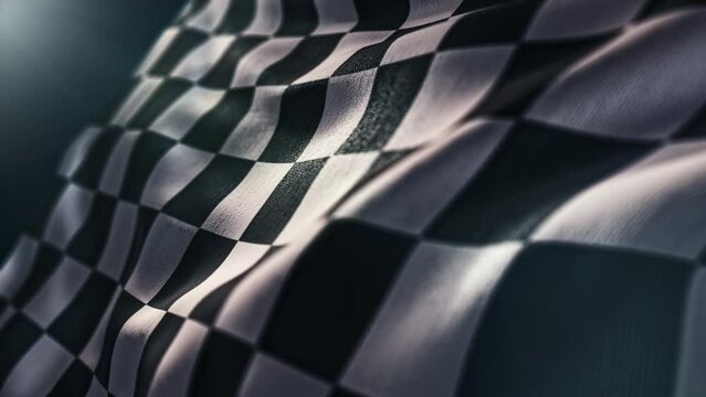 Waving racing finish flag in motion background