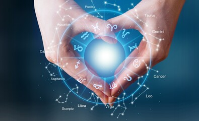 Zodiac Signs illustration on space background
