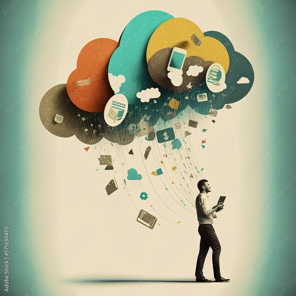 Poster cloud computing storage and data transfer cloud network , cloud technology. networking and internet 
