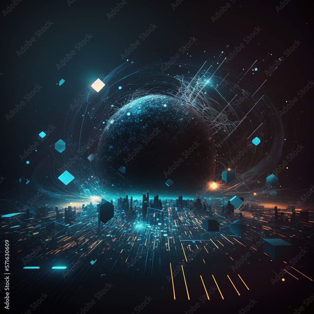 Aufkleber global background with connecting lines around the earth globe, futuristic technology theme backgrou