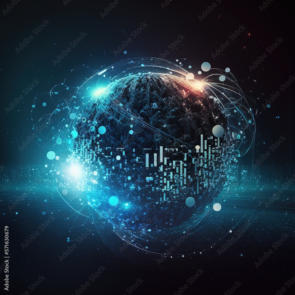 Poster global background with connecting lines around the earth globe, futuristic technology theme backgrou