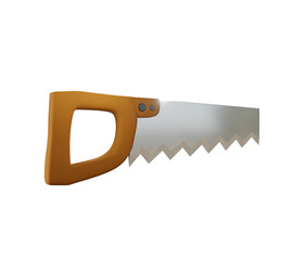 3d rendering simple shiny hand saw icon perspective view angle