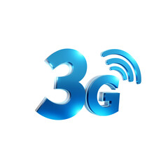 3d rendering of 3G speed internet signal icon perspective view