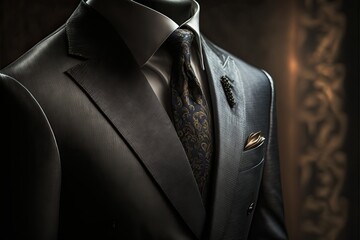 Suit luxury, men groom cloth closed up (Ai generated)