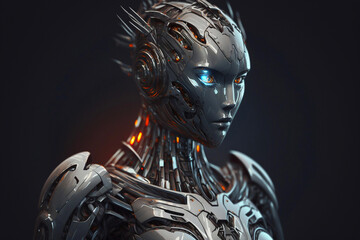 Humanoid Robot on a dark background. Generative AI